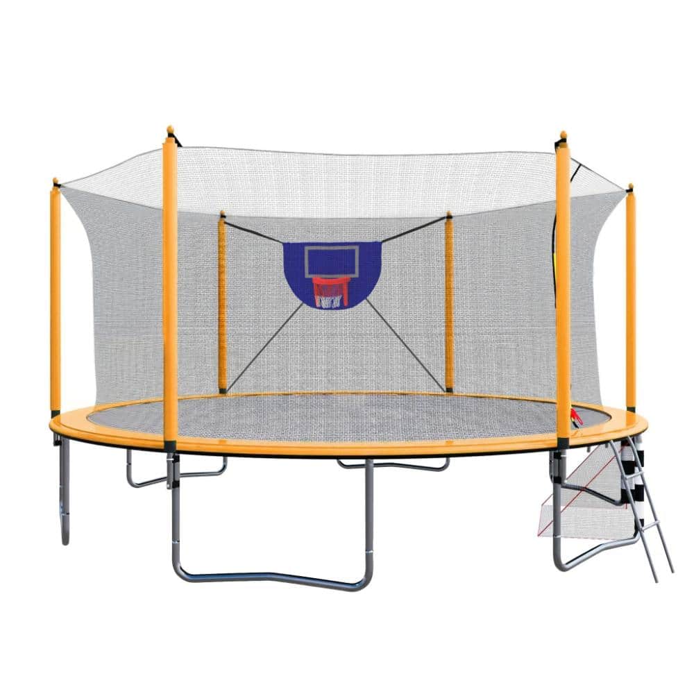 16FT Outdoor Trampoline with Basketball Hoop, Ladder and Soccer Goal Enclosure Design price history on PriceWatchPro