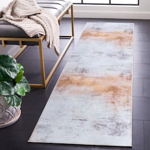 Tacoma Gray/Rust 3 ft. x 8 ft. Machine Washable Gradient Distressed Runner Rug