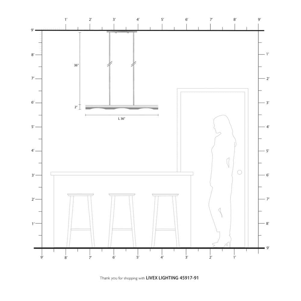 Acra Brushed Nickel 3-Light Linear Chandelier