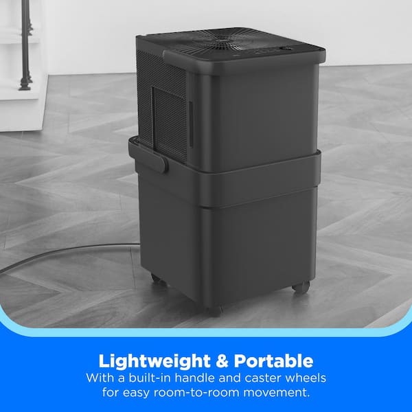 50 pt. Cube Dehumidifier with Built-In Pump for Basements, Garages, or Bedrooms up to 4,500 Sq. Ft. in Grey