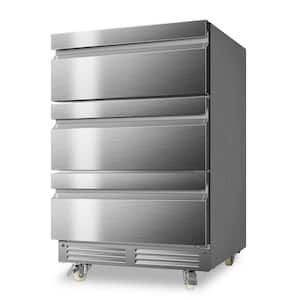 23.4 in. Single Zone 190-Cans Freestanding/Built-in Outdoor Under Counter Drawer Beverage Fridge in Stainless Steel