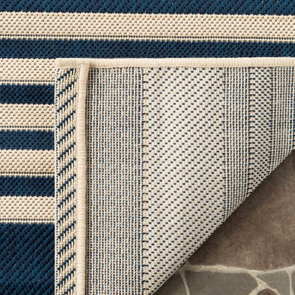 Courtyard Navy Blue 79'' Easy-Care Synthetic Square Area Rug