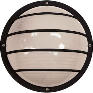 Black Hardwired Indoor or Outdoor Mini Convertible Ceiling Flush Mount/Wall Lantern Sconce with White Round Lens