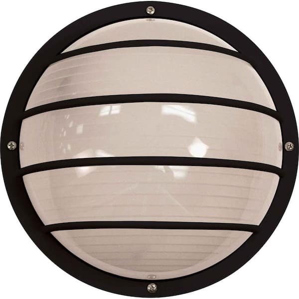 Volume Lighting Black Hardwired Indoor or Outdoor Mini Convertible Ceiling Flush Mount/Wall Lantern Sconce with White Round Lens