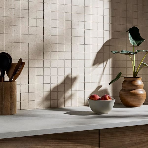 Illume Cream 11.81 in. x 11.81 in. Limestone Look Matte Porcelain Mosaic Floor and Wall Tile (0.96 sq. ft. / Each)