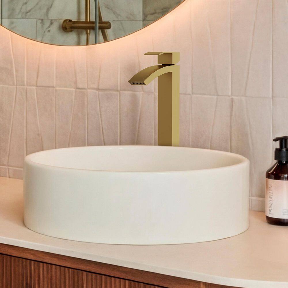 12in. Height Single Handle Bathroom Faucet Spot-Resistant Simple Waterfall Faucet with Pop-Up Drain in Brushed Gold price history on PriceWatchPro