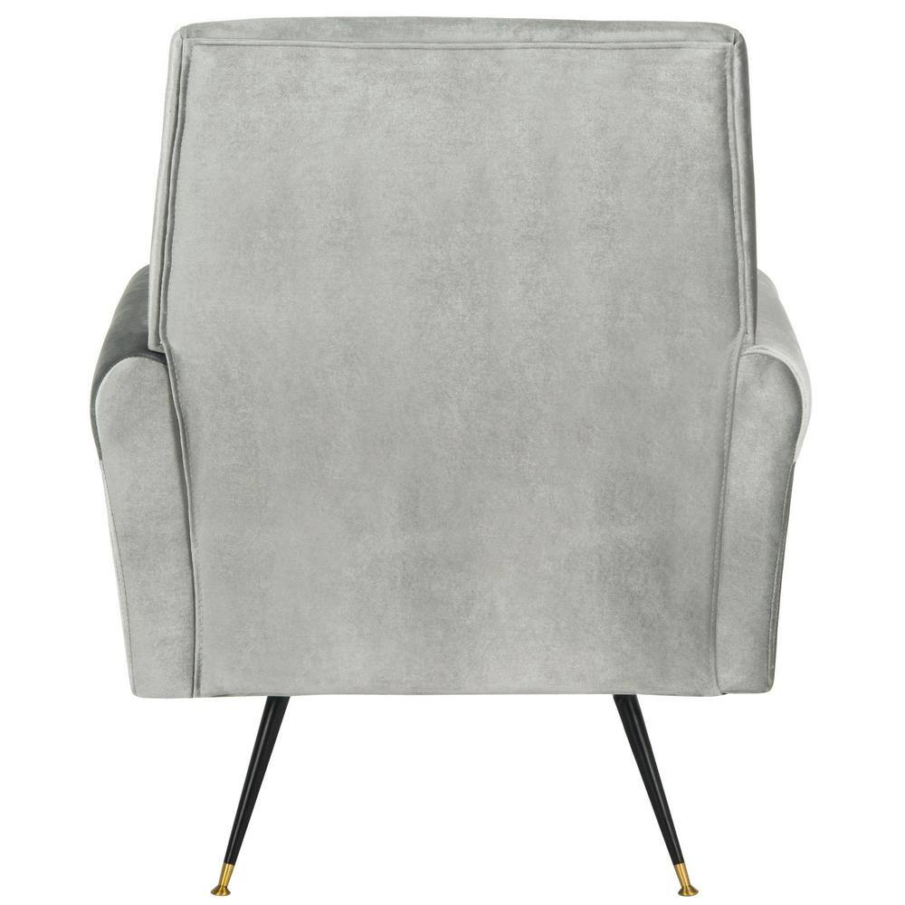 Transitional Light Grey Velvet Wood Accent Armchair 32"