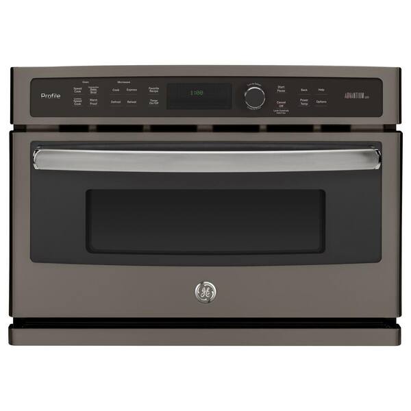 GE Profile 27 in. Single Electric Wall Oven with Advantium Cooking in Slate, Fingerprint Resistant