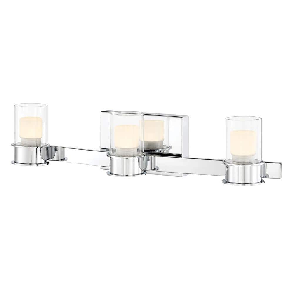 Sleek Chrome 3-Light LED Bath Vanity with Frosted Glass Shade