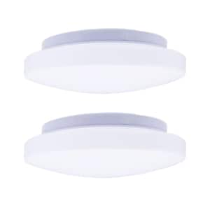 8 in. Low Profile Round Dimmable LED Flush Mount Light Fixture 4000K (2-Pack)