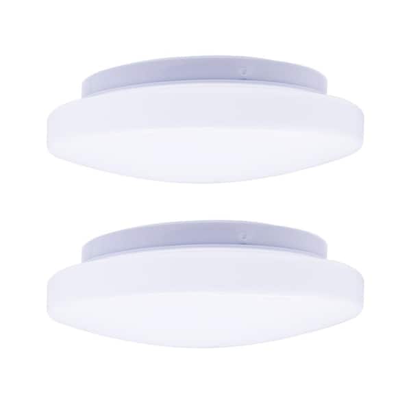 Lecoht 8 in. Low Profile Round Dimmable LED Flush Mount Light Fixture 4000K (2-Pack)