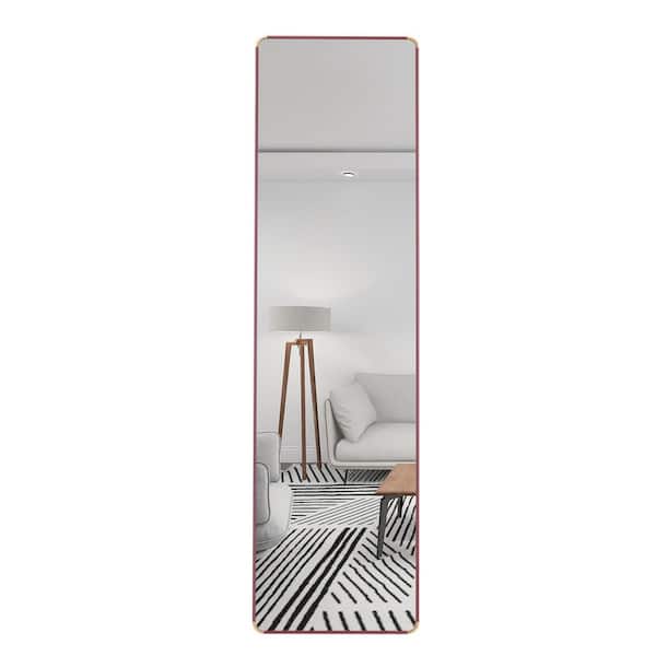 17 in. W x 60 in. H Rectangular Aluminum Alloy Framed Full-Length Standing Bathroom Vanity Mirror in Red