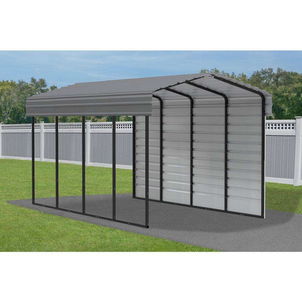 Charcoal 10' x 20' Steel Carport Kit with Enclosure