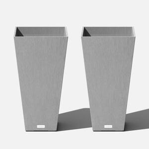 Midland 26 in. Gray Plastic Tall Square Planter (2-Pack)