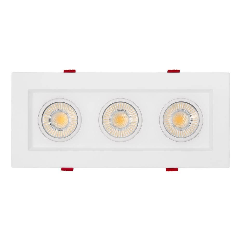 White Aluminum Square Recessed LED Downlight with Adjustable Heads