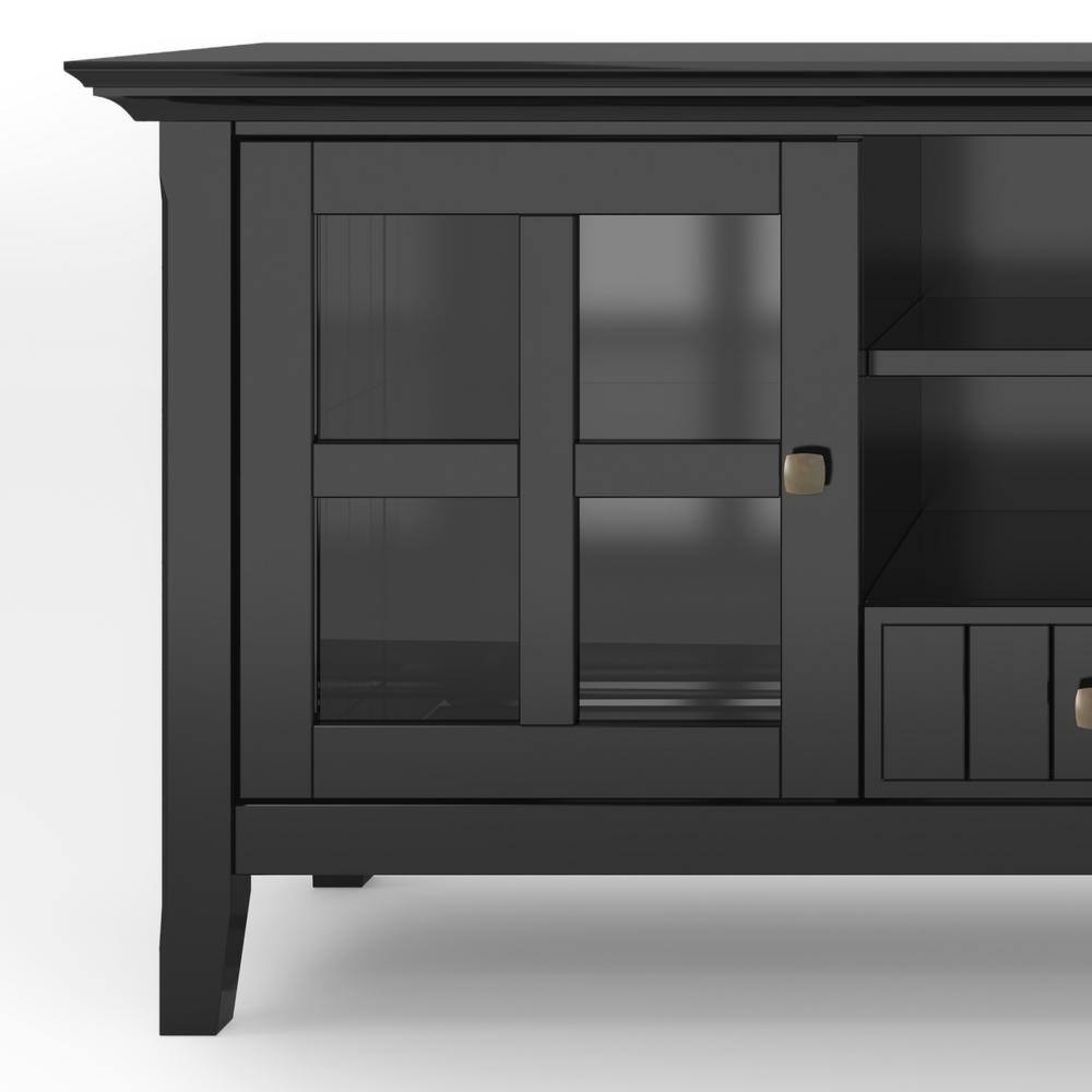 Acadian Black Solid Wood 60" TV Media Stand with Cabinets