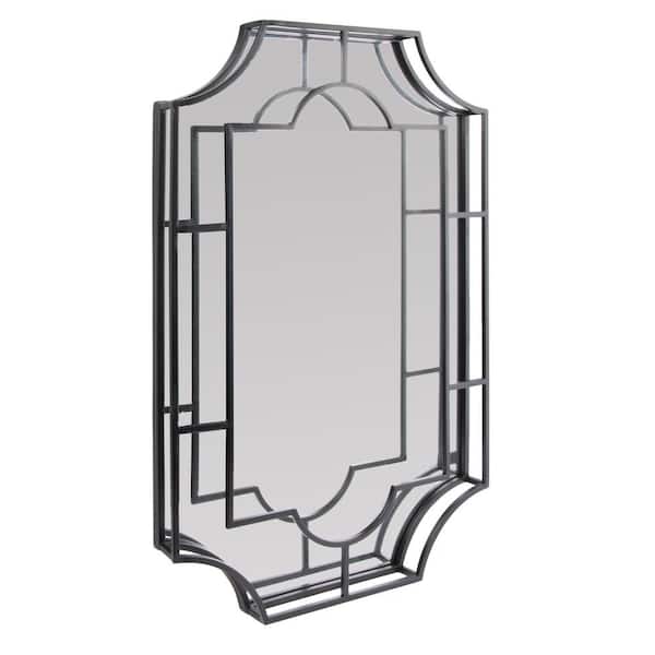 Storied Home 23.75 in. W x 35.87 in. H Metal Black Decorative Mirror