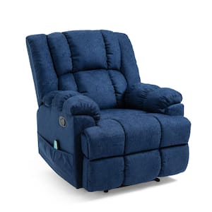 Talmo Navy Blue Heated Massage Recliner