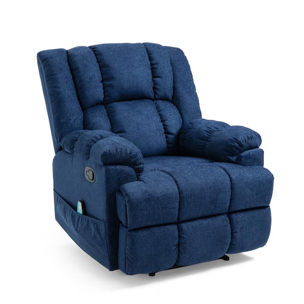 Noble House Talmo Navy Blue Heated Massage Recliner