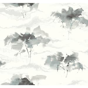 Brushstroke Trees Metallic Silver, Ebony, and Pearl Paper Strippable Roll (Covers 60.75 sq. ft.)