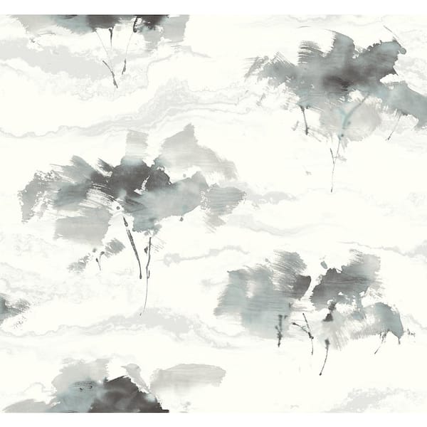 Seabrook Designs Brushstroke Trees Metallic Silver, Ebony, and Pearl Paper Strippable Roll (Covers 60.75 sq. ft.)