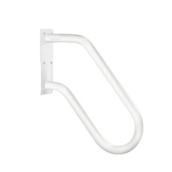 18.5 in. U-Shaped Outdoor Handrail Polished White 304 Stainless Steel Grab Bar for 1-3 Steps Wall Mounted Stair Railing