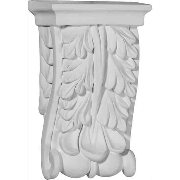 Ekena Millwork 3-1/8 in. x 1-1/2 in. x 5-1/8 in. Primed Polyurethane Oxford Oak Leaf Corbel
