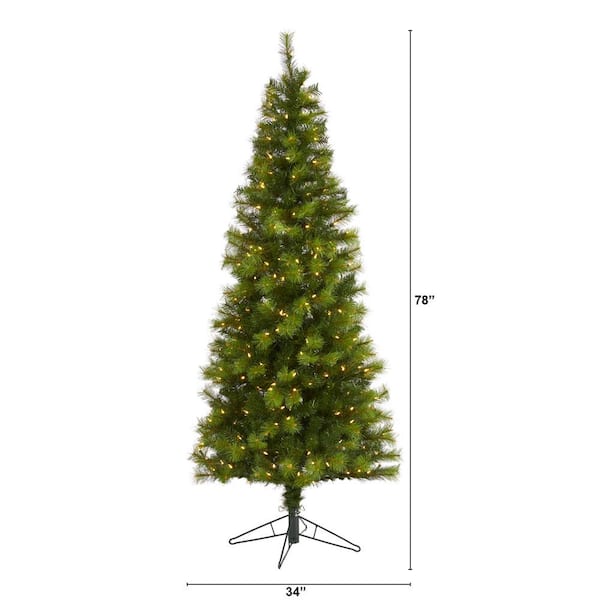 Nearly Natural 6.5 ft. Pre-Lit Green Valley Pine Artificial Christmas Tree  with 300 Warm White LED Lights T1598 - The Home Depot