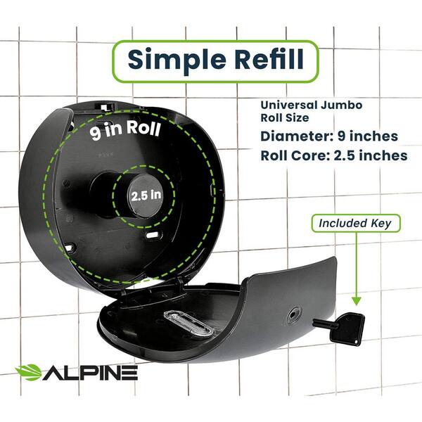 Alpine Industries Gray Plastic Single Roll Jumbo Toilet Paper