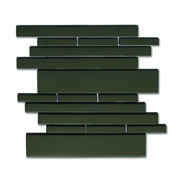 Solistone Piano Glass Melody 9-1/2 in. x 10-1/2 in. Black Mesh-Mounted Mosaic Wall Tile (6.92 sq. ft. / case)