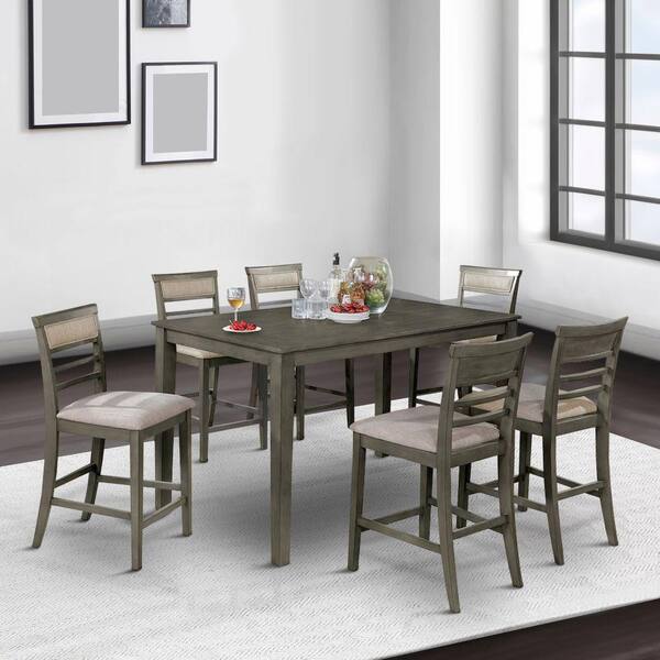 Benjara Modern Style 36 in. Brown Wooden 4Legs Counter Height Dining