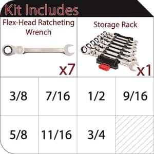 Flex Ratcheting SAE Combo Wrench (7-Piece)