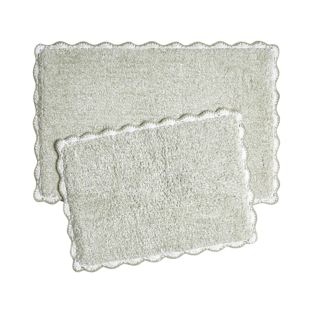 Laura Ashley Heathered Crochet Border Sage Green 17 in. x 24 in