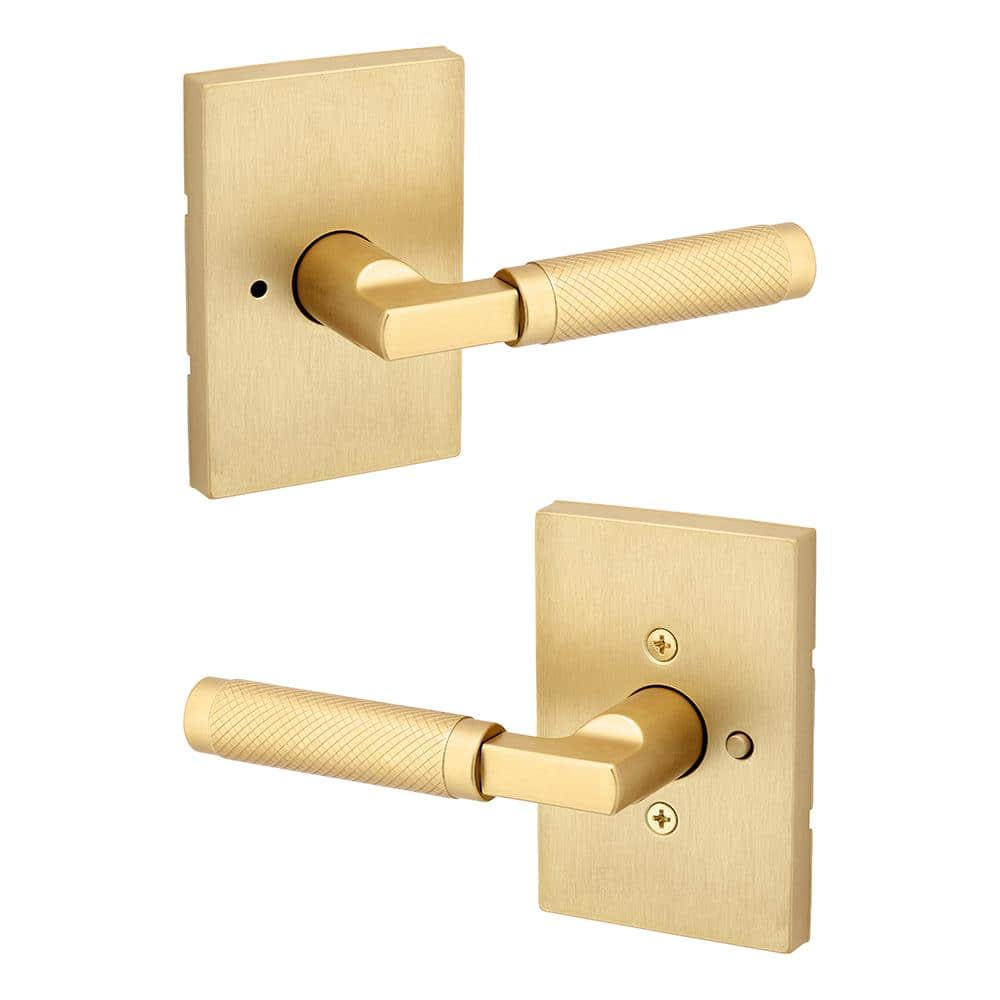 Kwikset Prava Satin Brass Bed/Bath Door Handle 730PVL RCT 4 CP