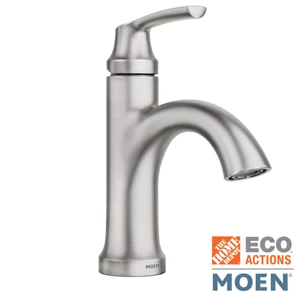 MOEN Wellton 4 in. Centerset Single Handle Bathroom Faucet in Spot Resist Brushed Nickel