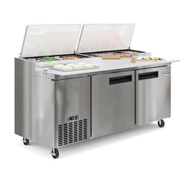 Koolmore 71 in. 17 cu. ft. Commercial Pizza Prep Refrigerator in Stainless Steel