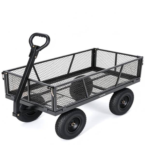 1200LBS Heavy Duty Steel Garden Cart 13" All-Terrain Wheels 180° Rotating Handle for Outdoor Gardening Gray