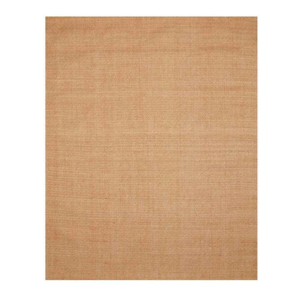 Ivory and Orange Hand-Tufted Wool Trellis Rug
