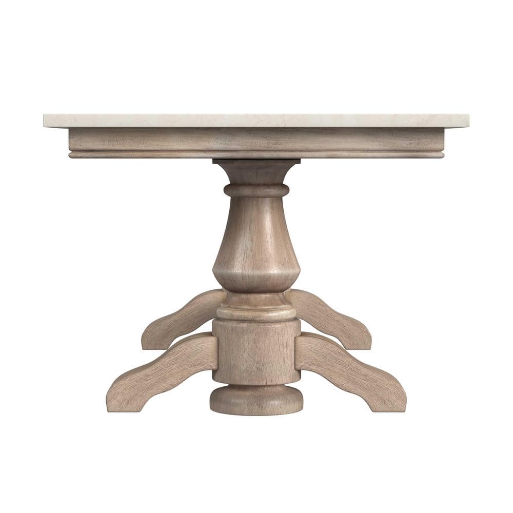 Danielle Beige Marble and Wood Rectangular Coffee Table