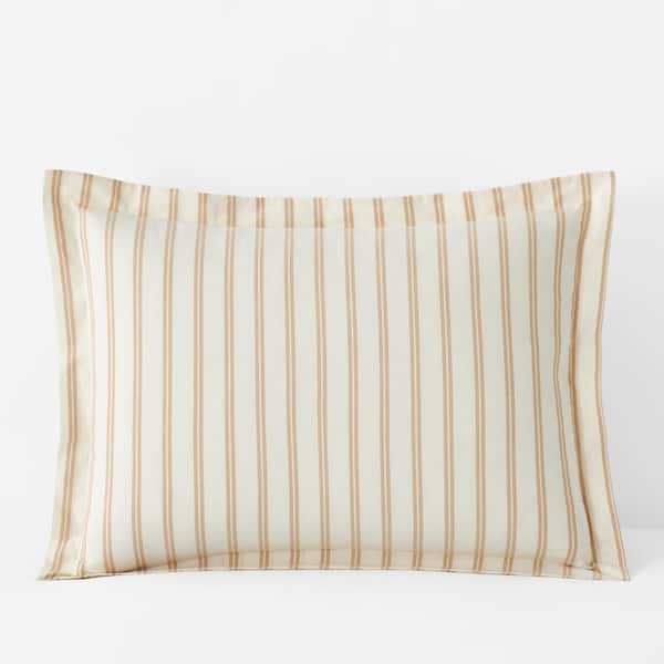 The Company Store Narrow Stripe T200 Yarn Dyed Gold Cotton Percale King Sham