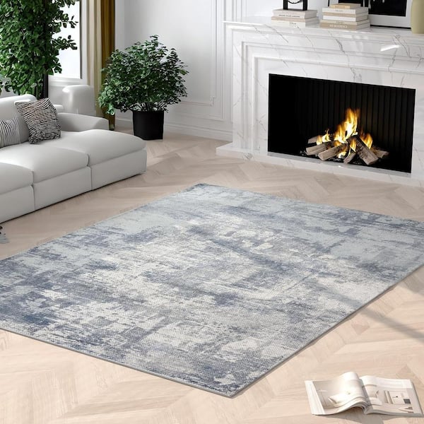 Non-Shedding in Gray 5 ft. 3 in. x 7 ft. 3 in. Abstract Indoor Area Rug