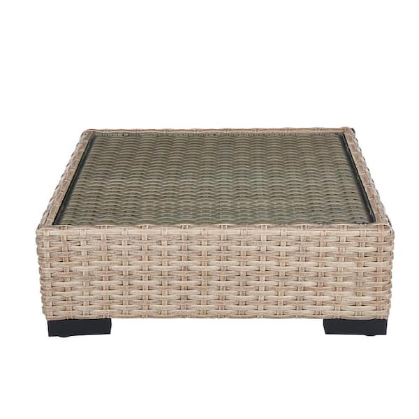 Glass Top D13320 Tc N, Outdoor Wicker Coffee Table With Glass Top