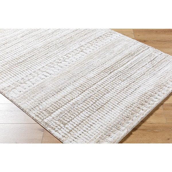 Delight Shag Light Brown/White 5 ft. x 7 ft. Global Indoor Area Rug