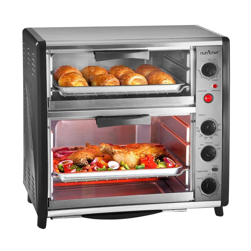 NutriChef 24 Qt. Multifunction Black Countertop Rotisserie Oven