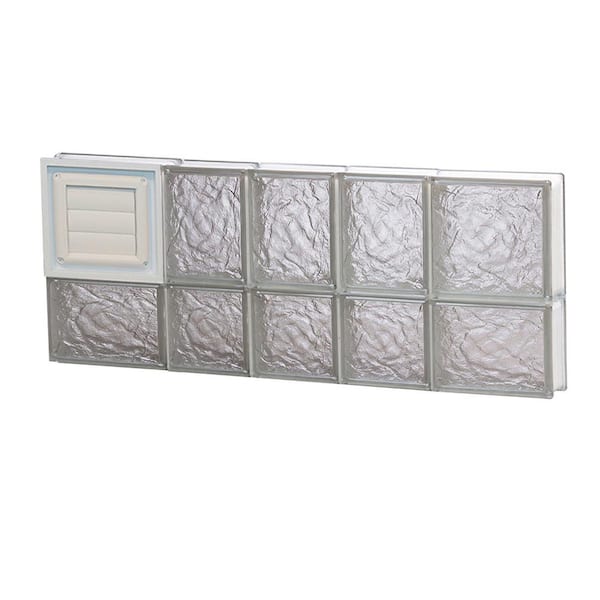 Clearly Secure 32.75 in. x 13.5 in. x 3.125 in. Frameless Ice Pattern Glass Block Window with Dryer Vent