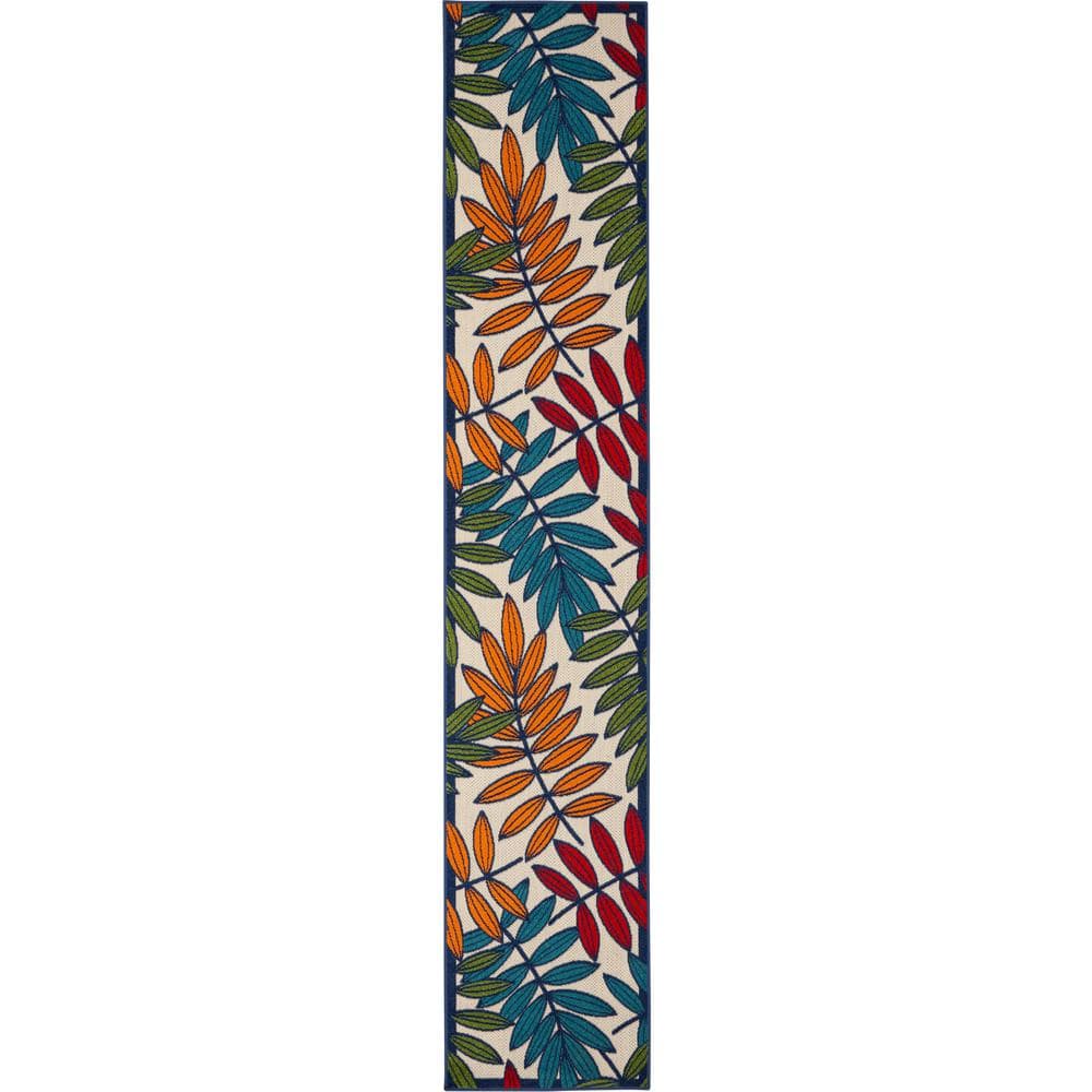 Aloha Multicolor Floral Leaf 2'3" x 10' Synthetic Outdoor Runner