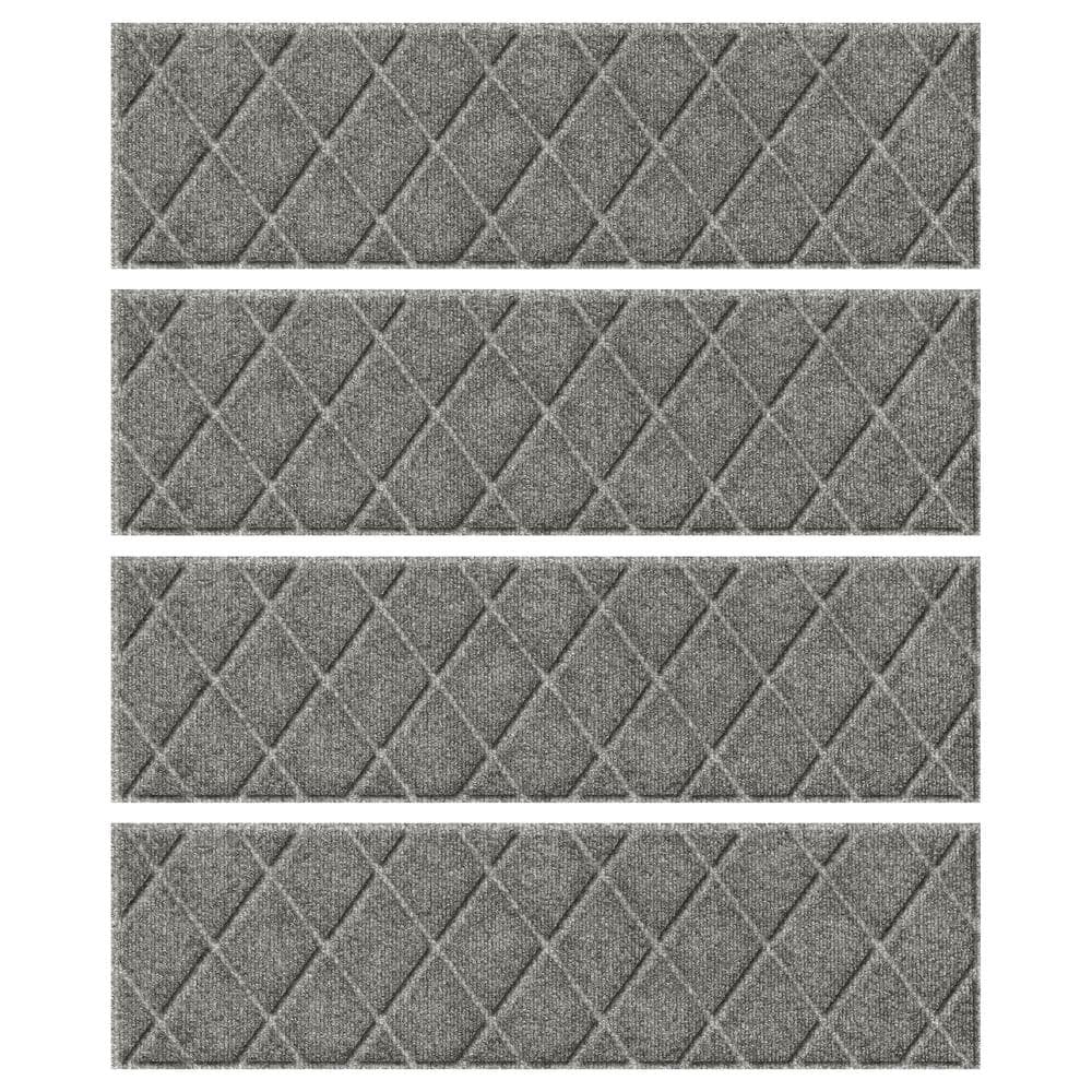 Waterhog Argyle Medium Gray 8.5 in. x 30 in. PET Polyester Indoor Outdoor S