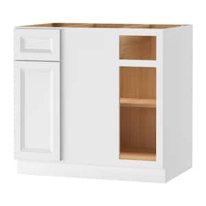 Keyport Shaker 36 in. W x 24 in. D x 34.5 in. H Plywood Ready To Assemble Blind Corner Base Kitchen Cabinet in White