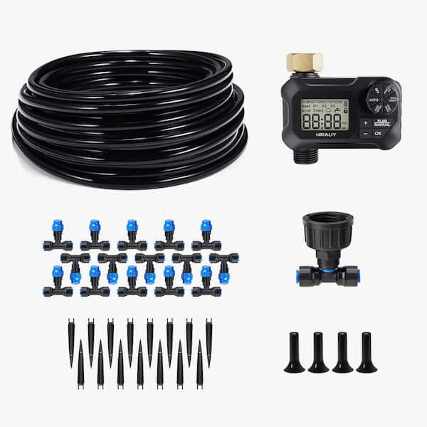 Unbranded 59 ft. Greenhouse Mist Drip Irrigation Kit with Timer, Hanging Plant Watering System, Tubing, Nozzles