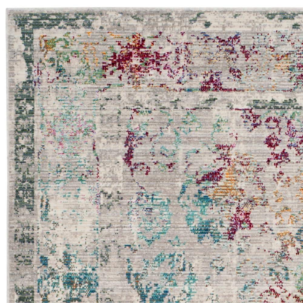 Mystique Gray and Multicolor Abstract 3' x 5' Synthetic Area Rug
